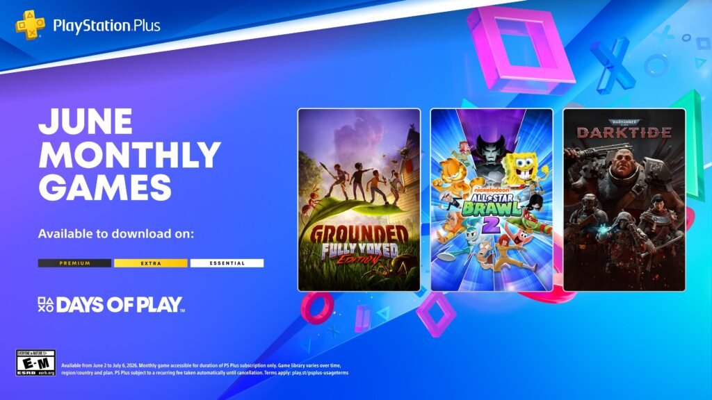 PlayStation Plus: i giochi mensili di giugno 2026 includono Grounded, Nickelodeon All-Star Brawl 2 e Warhammer 40,000: Darktide