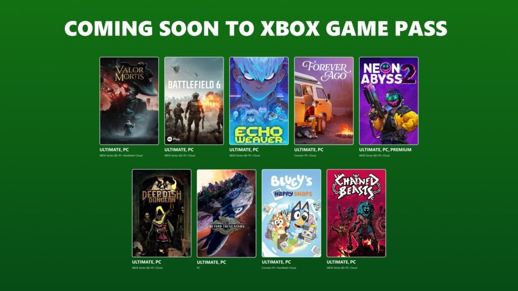 Game Pass a ottobre: Battlefield 6 e Valor Mortis in arrivo